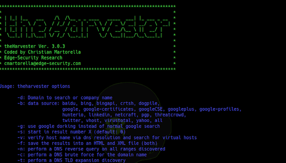 theHarvester v3.0.3 – Collecte via des sources publiques : e-mails, sous-domaines, employés, bgp key server…